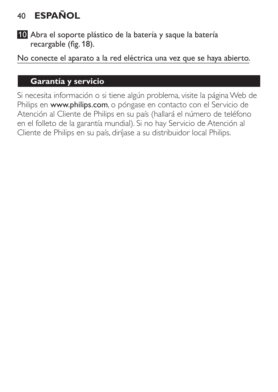 Garantía y servicio | Philips HAIRCLIPPER Series 1000 Cortapelos User Manual | Page 40 / 94