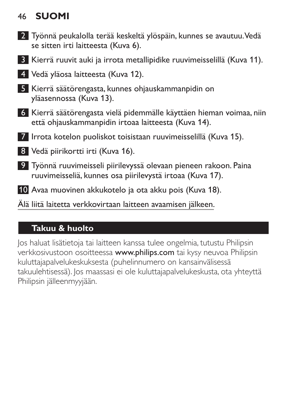 Takuu & huolto | Philips HAIRCLIPPER Series 1000 Cortapelos User Manual | Page 46 / 94