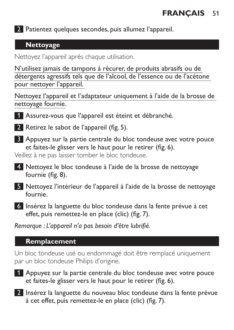 Nettoyage, Remplacement | Philips HAIRCLIPPER Series 1000 Cortapelos User Manual | Page 51 / 94