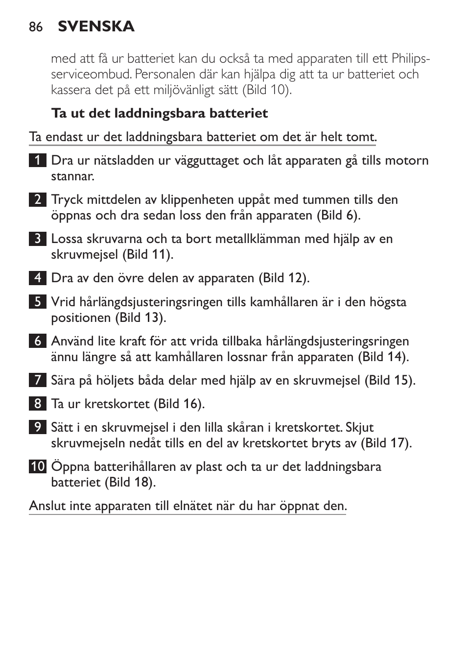 Ta ut det laddningsbara batteriet, Garanti och service | Philips HAIRCLIPPER Series 1000 Cortapelos User Manual | Page 86 / 94