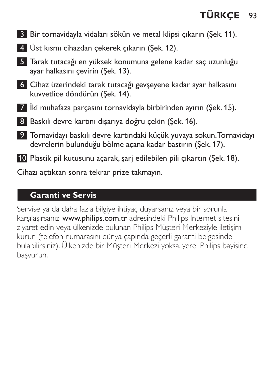 Garanti ve servis | Philips HAIRCLIPPER Series 1000 Cortapelos User Manual | Page 93 / 94