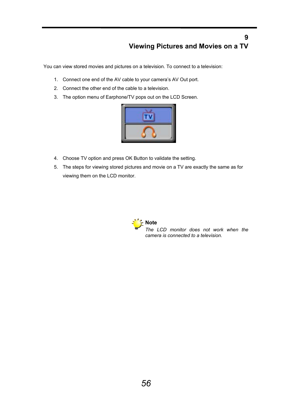 9viewing pictures and movies on a tv | AGFA DV-5000G User Manual | Page 57 / 74
