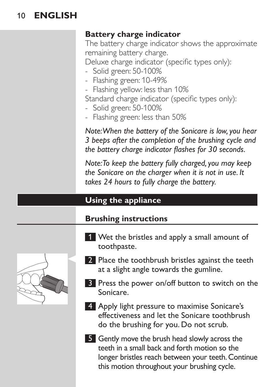 Philips Sonicare HealthyWhite Cepillo dental sónico recargable User Manual | Page 10 / 144