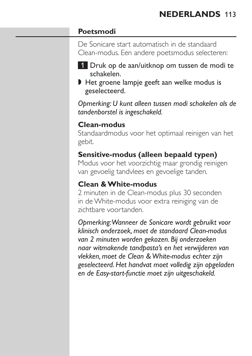 Philips Sonicare HealthyWhite Cepillo dental sónico recargable User Manual | Page 113 / 144