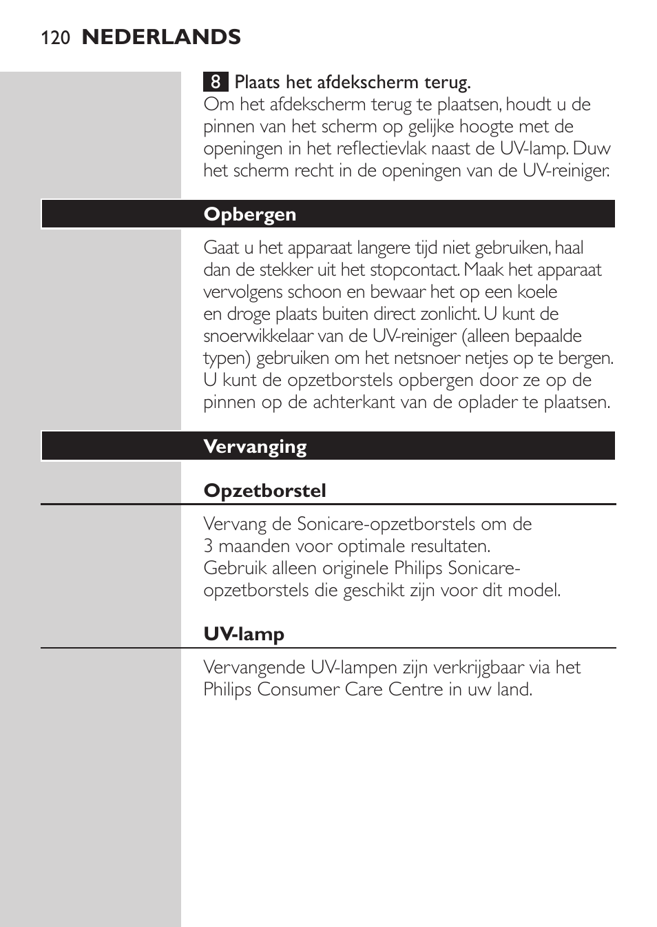 Philips Sonicare HealthyWhite Cepillo dental sónico recargable User Manual | Page 120 / 144