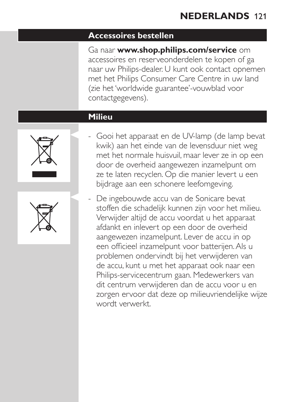 Philips Sonicare HealthyWhite Cepillo dental sónico recargable User Manual | Page 121 / 144