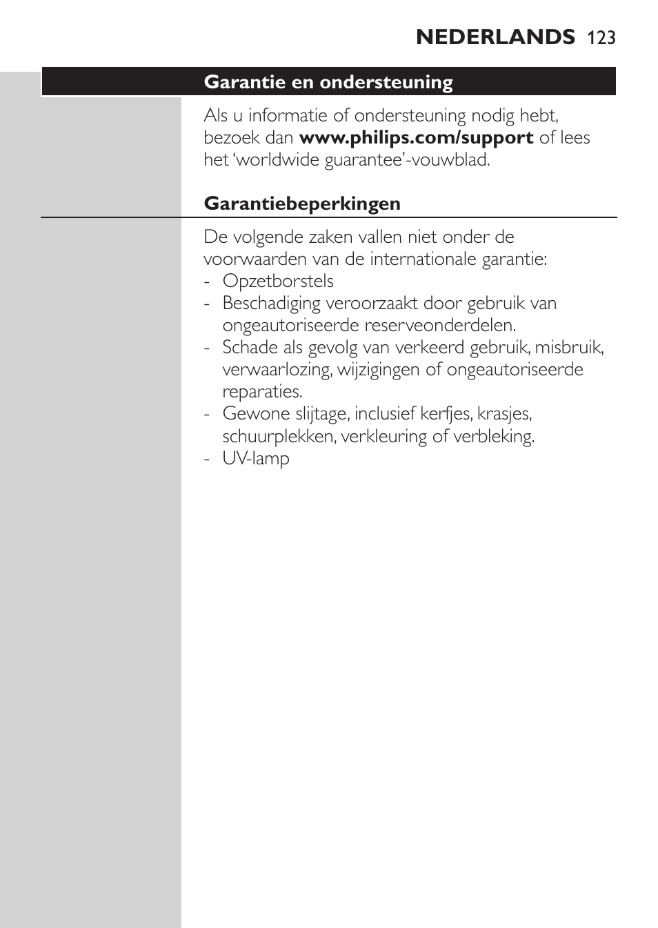 Philips Sonicare HealthyWhite Cepillo dental sónico recargable User Manual | Page 123 / 144