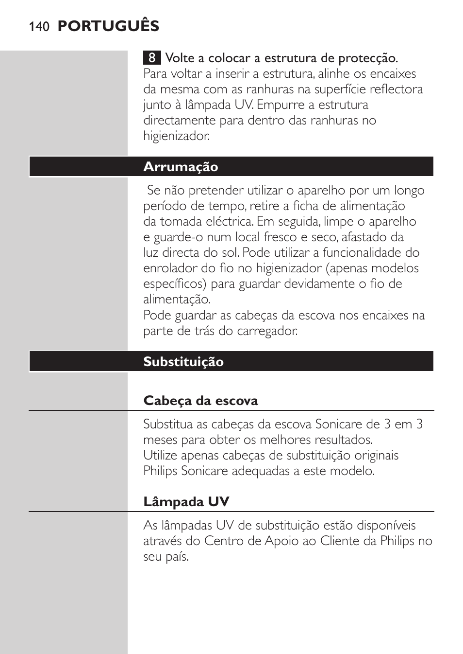 Philips Sonicare HealthyWhite Cepillo dental sónico recargable User Manual | Page 140 / 144