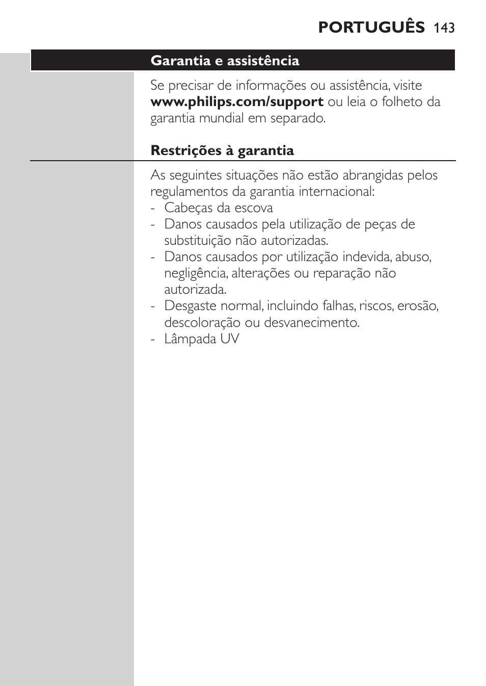 Philips Sonicare HealthyWhite Cepillo dental sónico recargable User Manual | Page 143 / 144