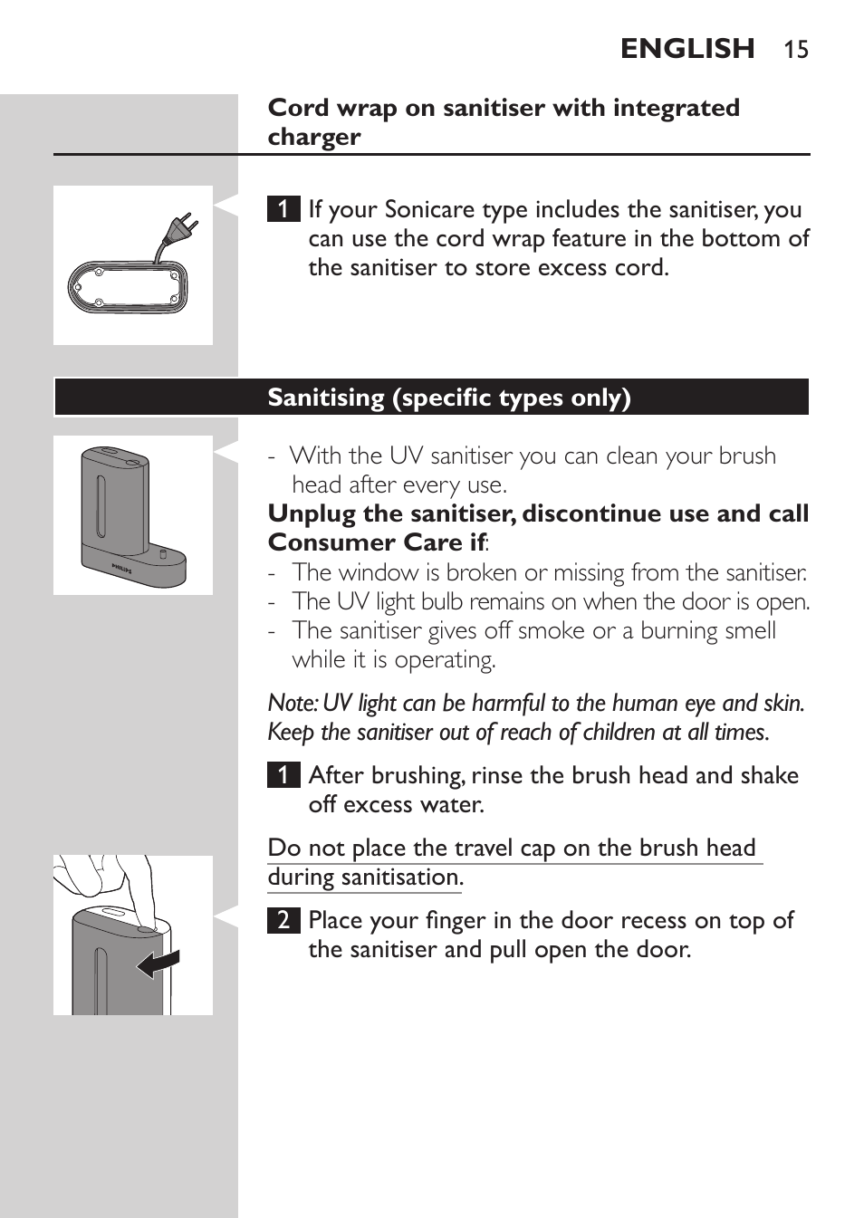 Philips Sonicare HealthyWhite Cepillo dental sónico recargable User Manual | Page 15 / 144