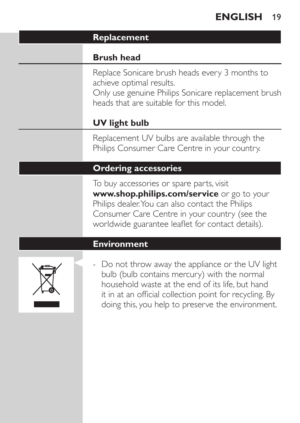 Philips Sonicare HealthyWhite Cepillo dental sónico recargable User Manual | Page 19 / 144