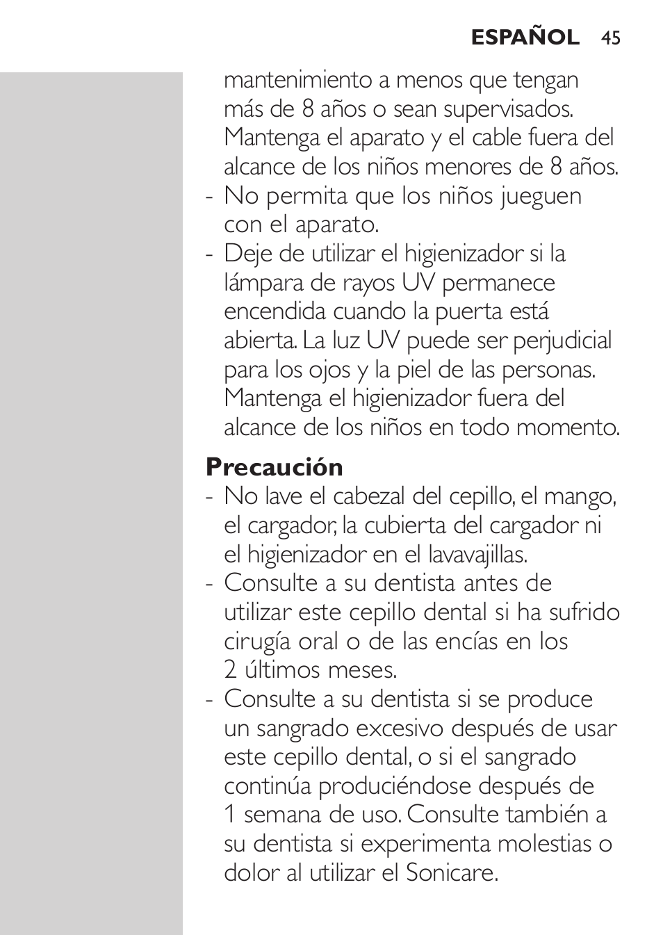 Philips Sonicare HealthyWhite Cepillo dental sónico recargable User Manual | Page 45 / 144