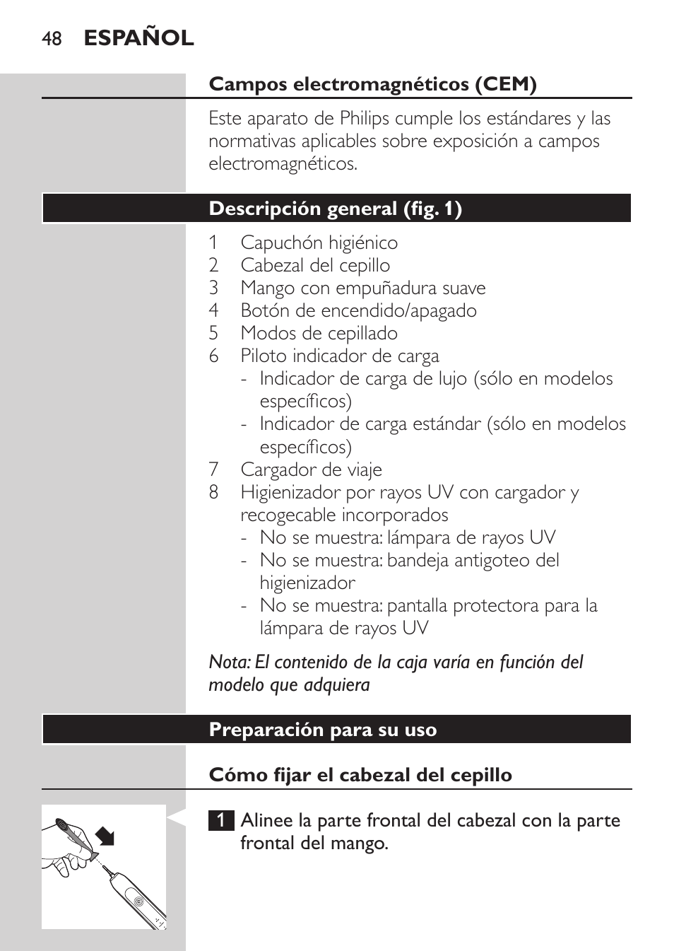 Philips Sonicare HealthyWhite Cepillo dental sónico recargable User Manual | Page 48 / 144