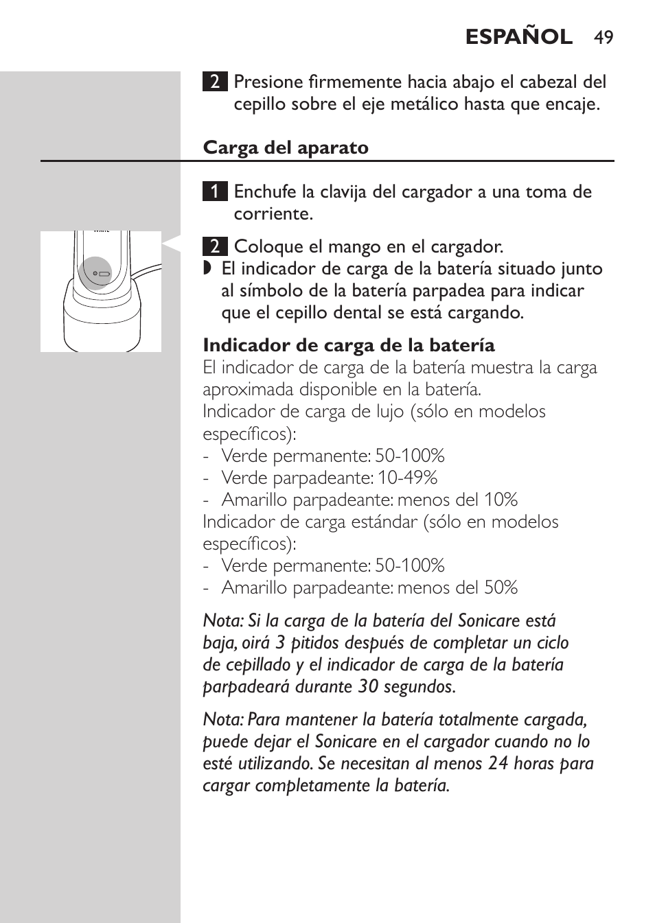 Philips Sonicare HealthyWhite Cepillo dental sónico recargable User Manual | Page 49 / 144