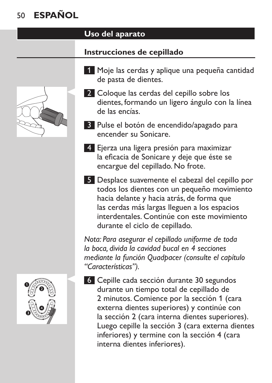 Philips Sonicare HealthyWhite Cepillo dental sónico recargable User Manual | Page 50 / 144