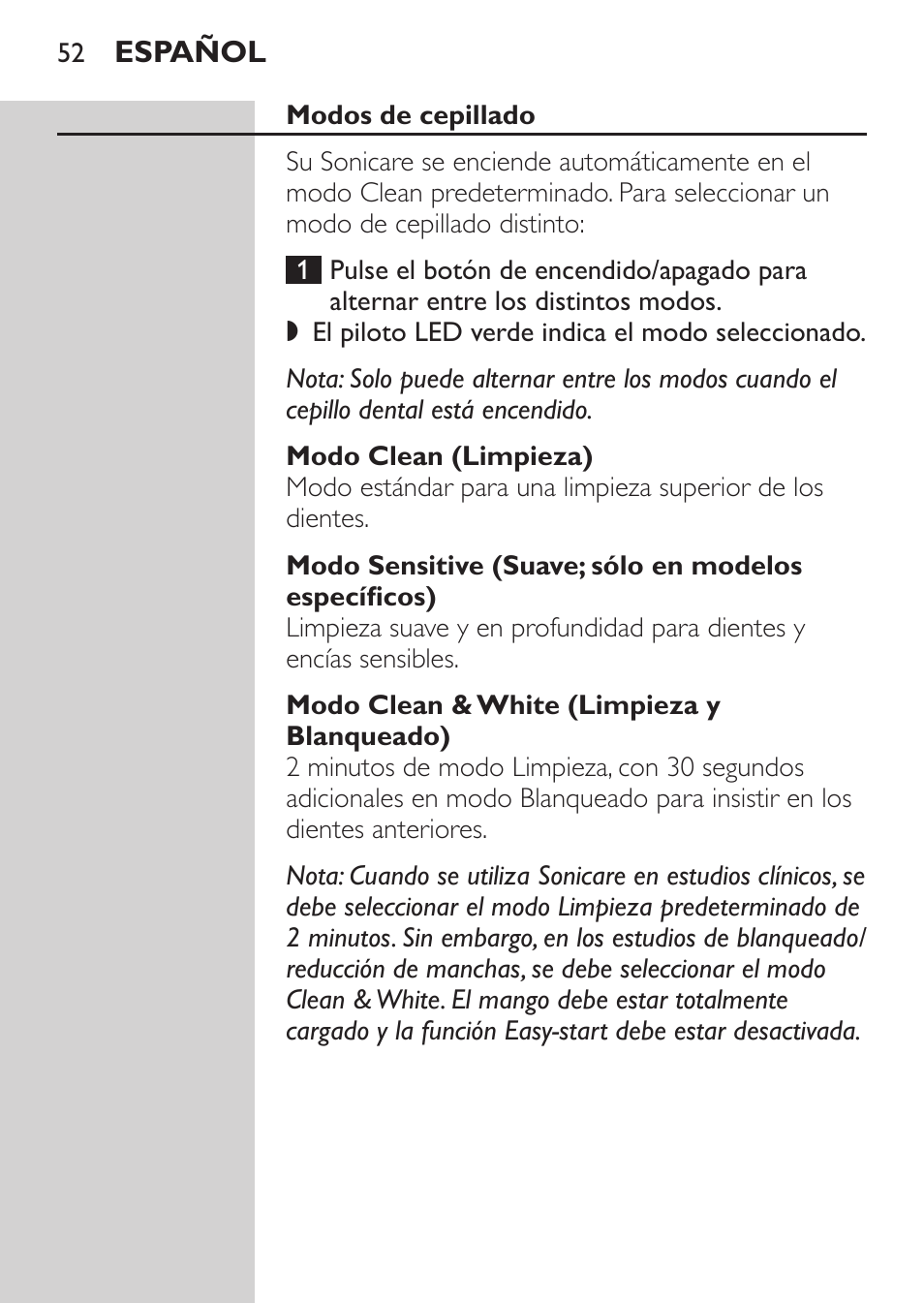 Philips Sonicare HealthyWhite Cepillo dental sónico recargable User Manual | Page 52 / 144