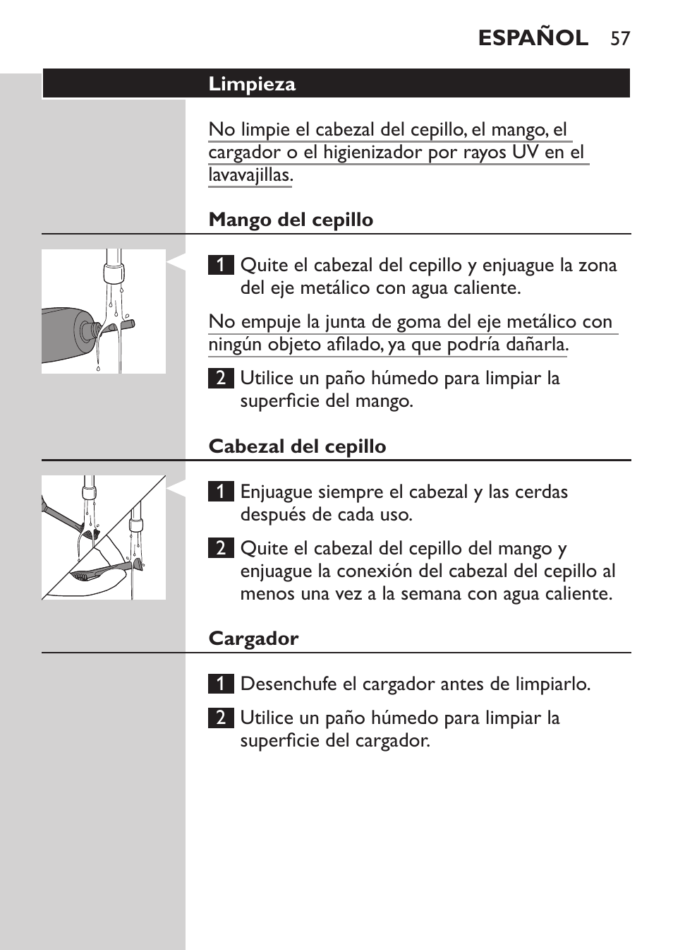 Philips Sonicare HealthyWhite Cepillo dental sónico recargable User Manual | Page 57 / 144