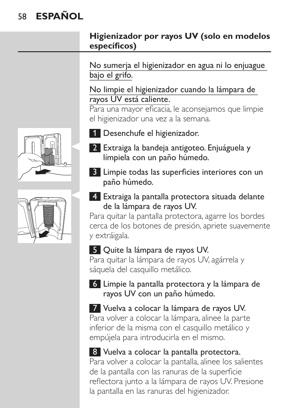 Philips Sonicare HealthyWhite Cepillo dental sónico recargable User Manual | Page 58 / 144