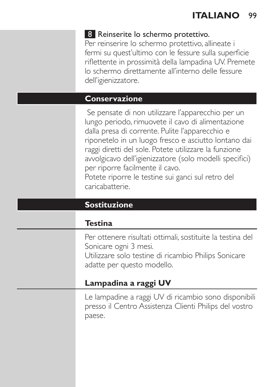 Philips Sonicare HealthyWhite Cepillo dental sónico recargable User Manual | Page 99 / 144