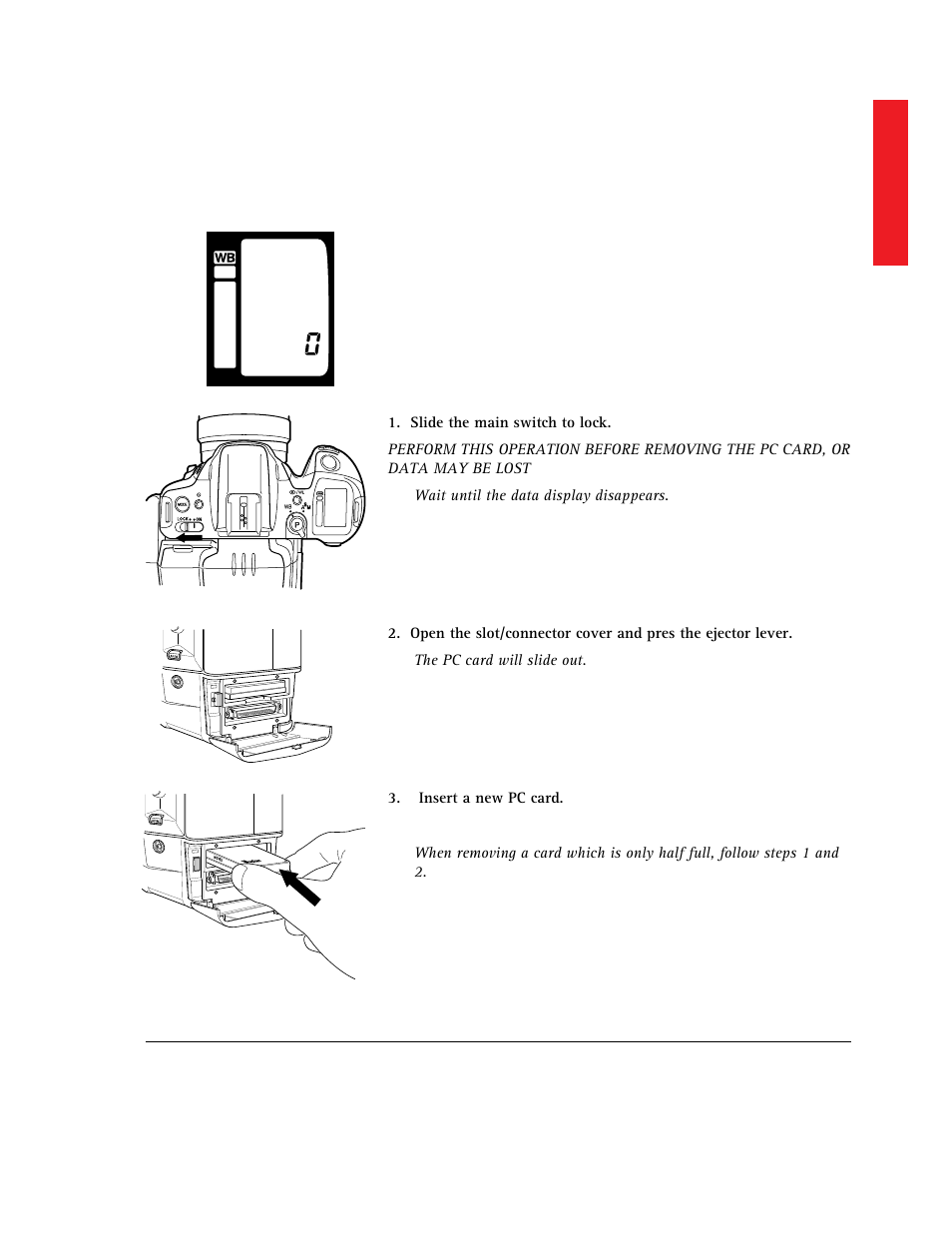 Removing the pc card | AGFA 307 User Manual | Page 35 / 73