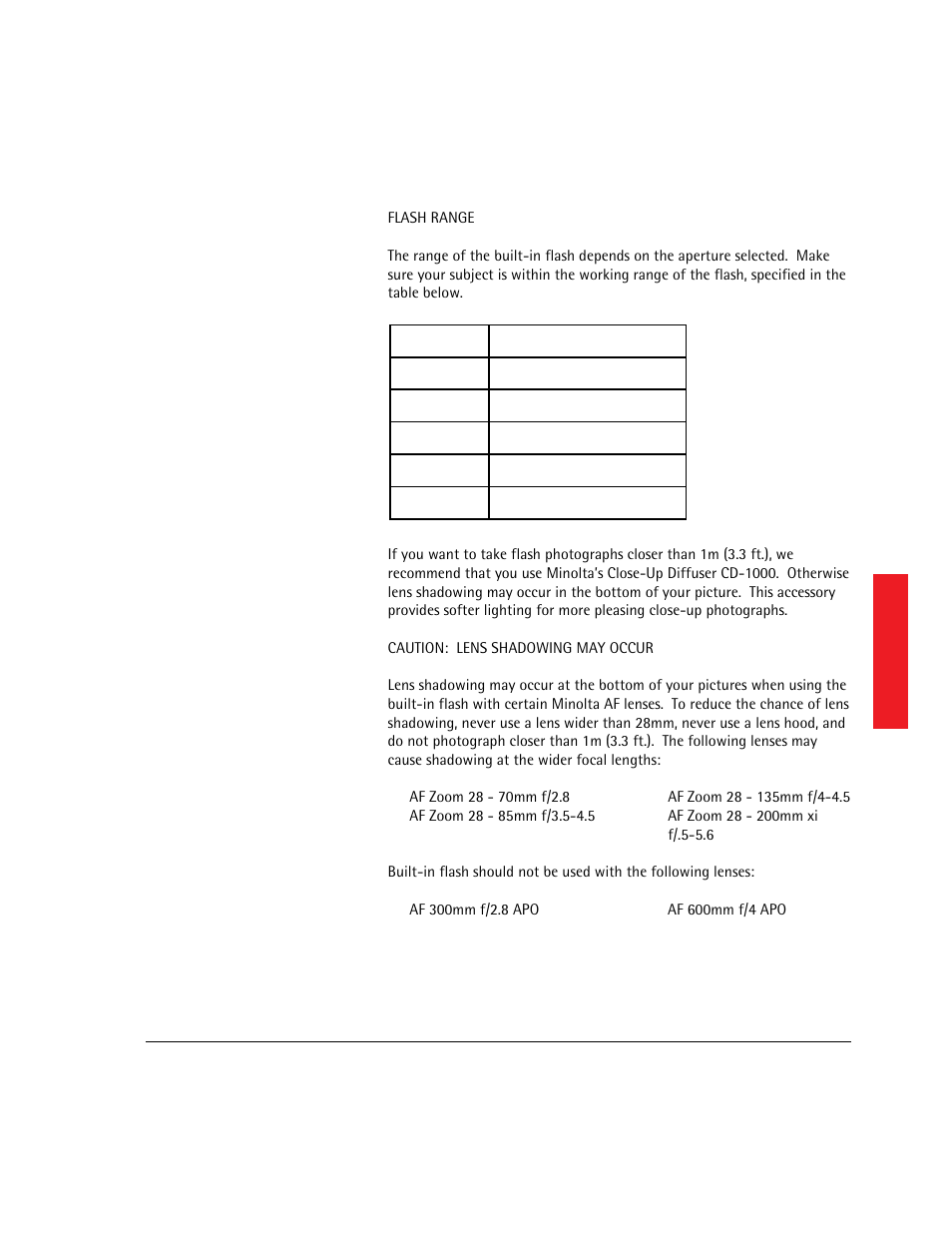 Build -in flash precautions, Built-in flash precautions | AGFA 307 User Manual | Page 55 / 73