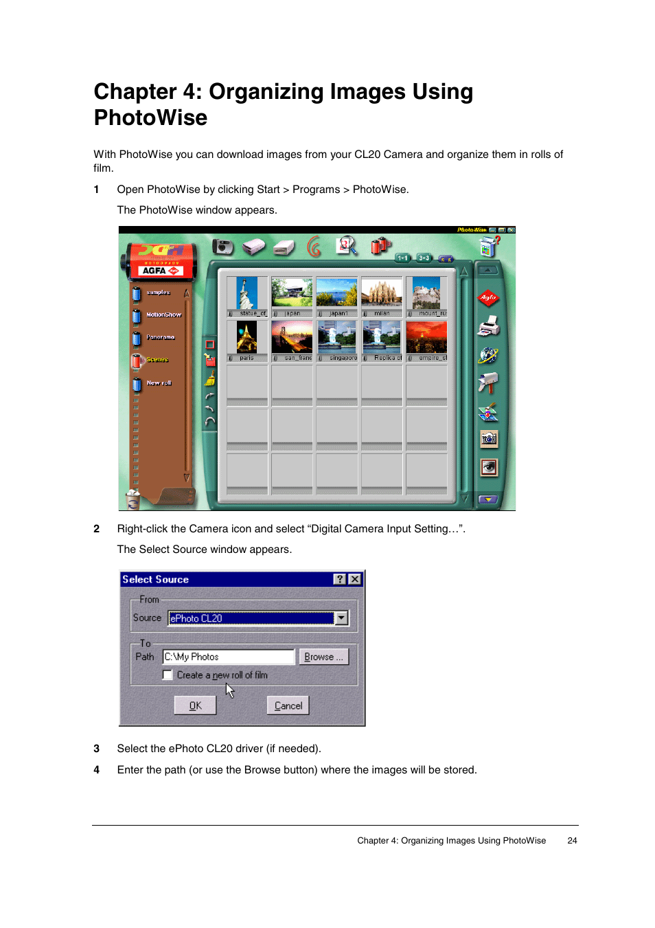 Chapter 4: organizing images using photowise | AGFA ePhoto CL20 User Manual | Page 24 / 34