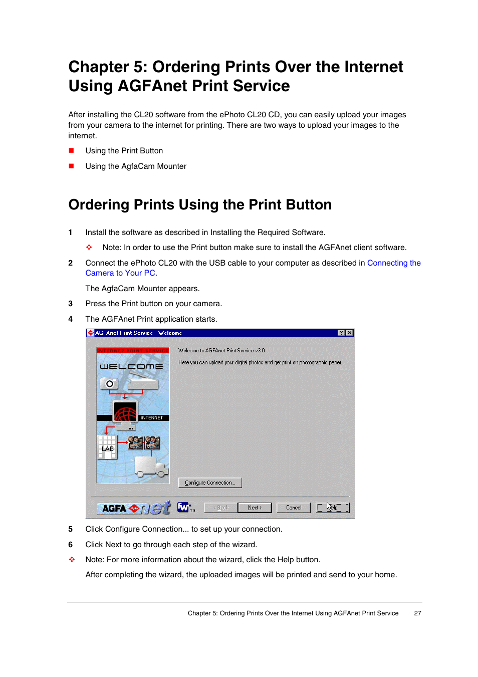 Ordering prints using the print button | AGFA ePhoto CL20 User Manual | Page 27 / 34