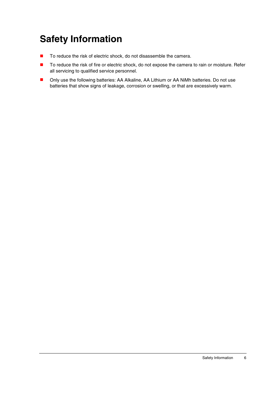 Safety information | AGFA ePhoto CL20 User Manual | Page 6 / 34