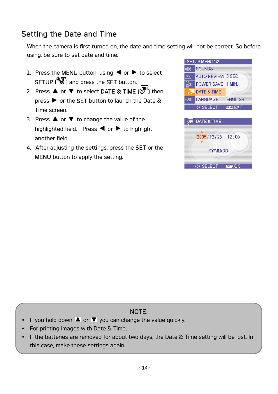 Setting the date and time | AGFA DC-830 User Manual | Page 15 / 52