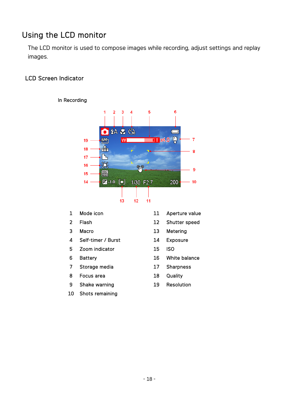 Using the lcd monitor | AGFA DC-830 User Manual | Page 19 / 52