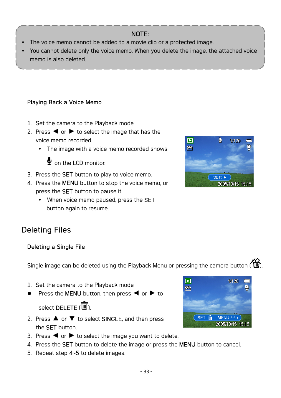 Deleting files | AGFA DC-830 User Manual | Page 34 / 52