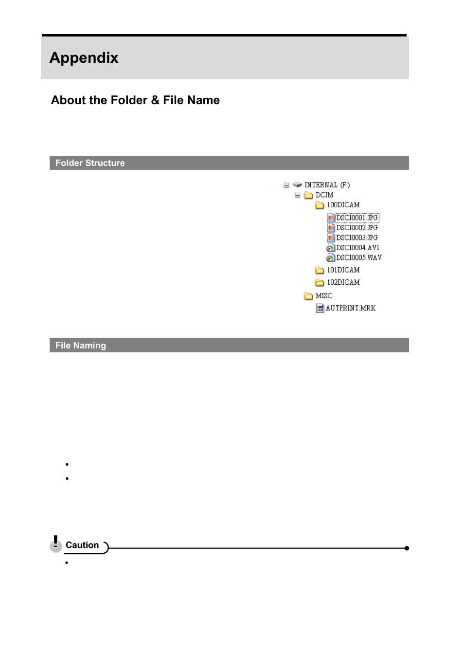 Appendix, About the folder & file name | AGFA DC-830i User Manual | Page 50 / 57