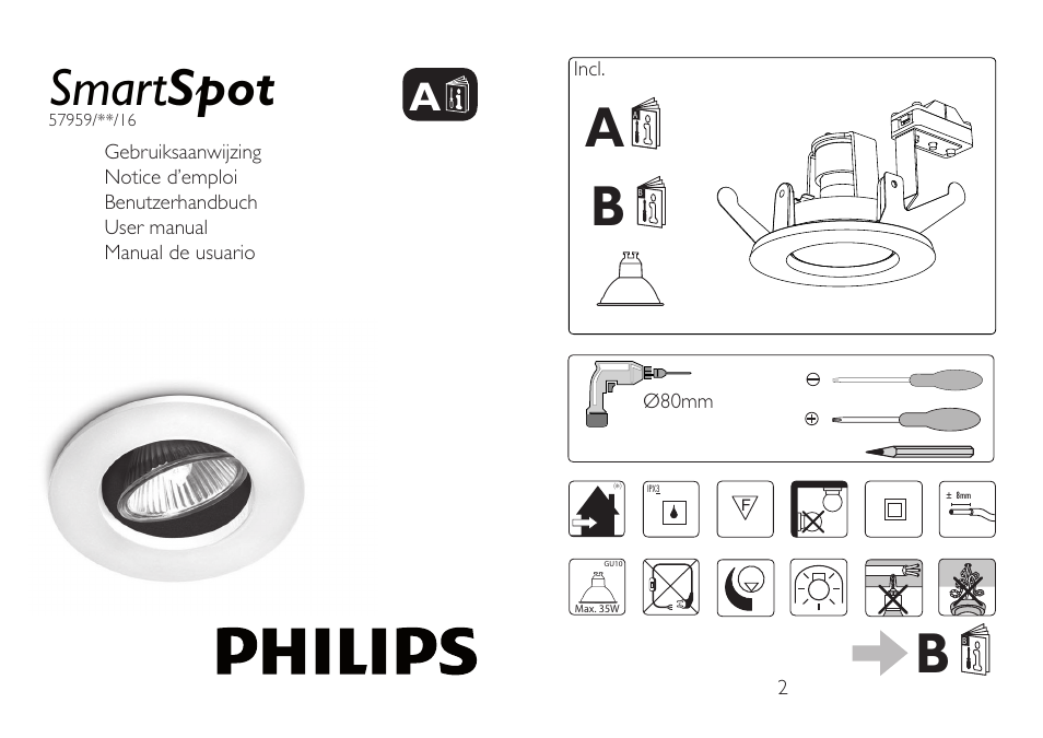 Philips SMARTSPOT Foco empotrable User Manual | 3 pages