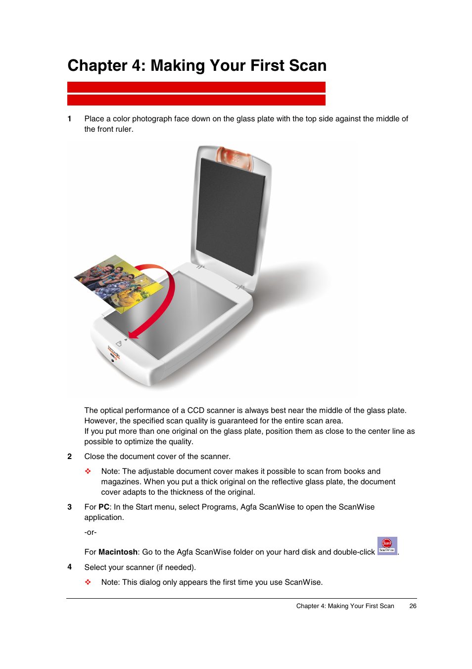 Chapter 4: making your first scan | AGFA E20 User Manual | Page 26 / 35