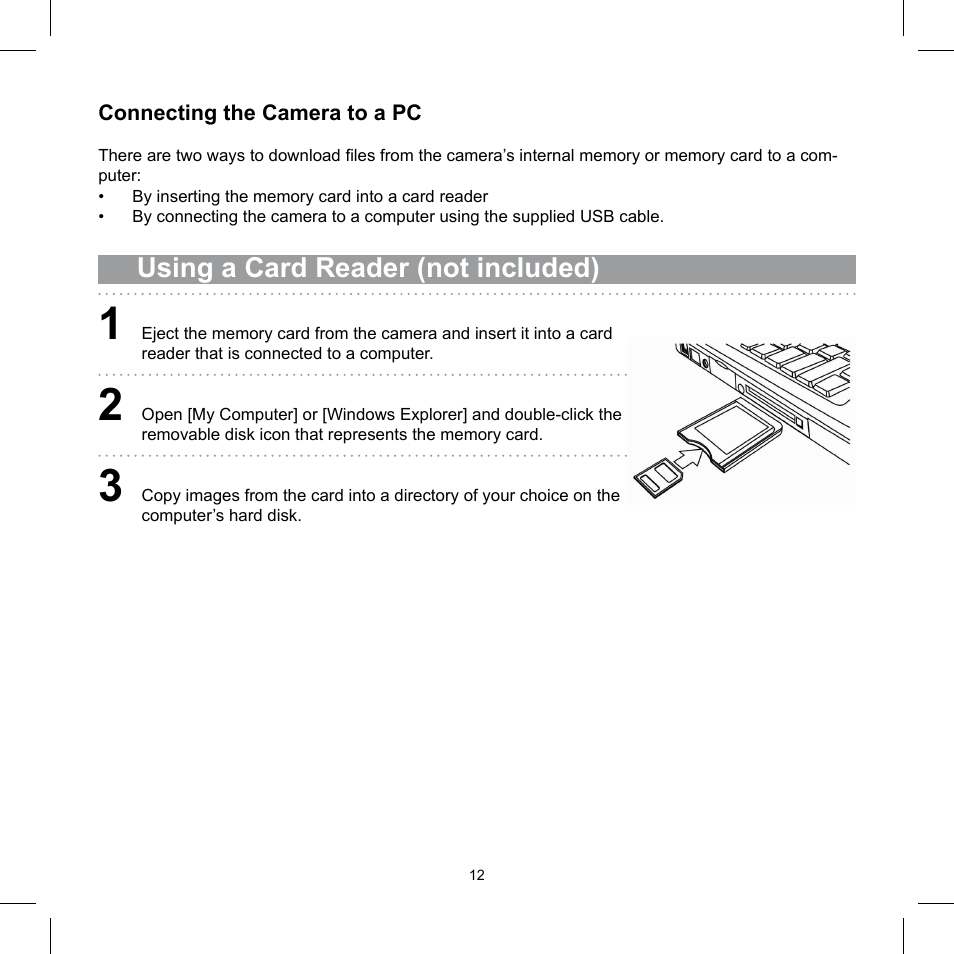 Using a card reader (not included) | AGFA 510-D User Manual | Page 12 / 15
