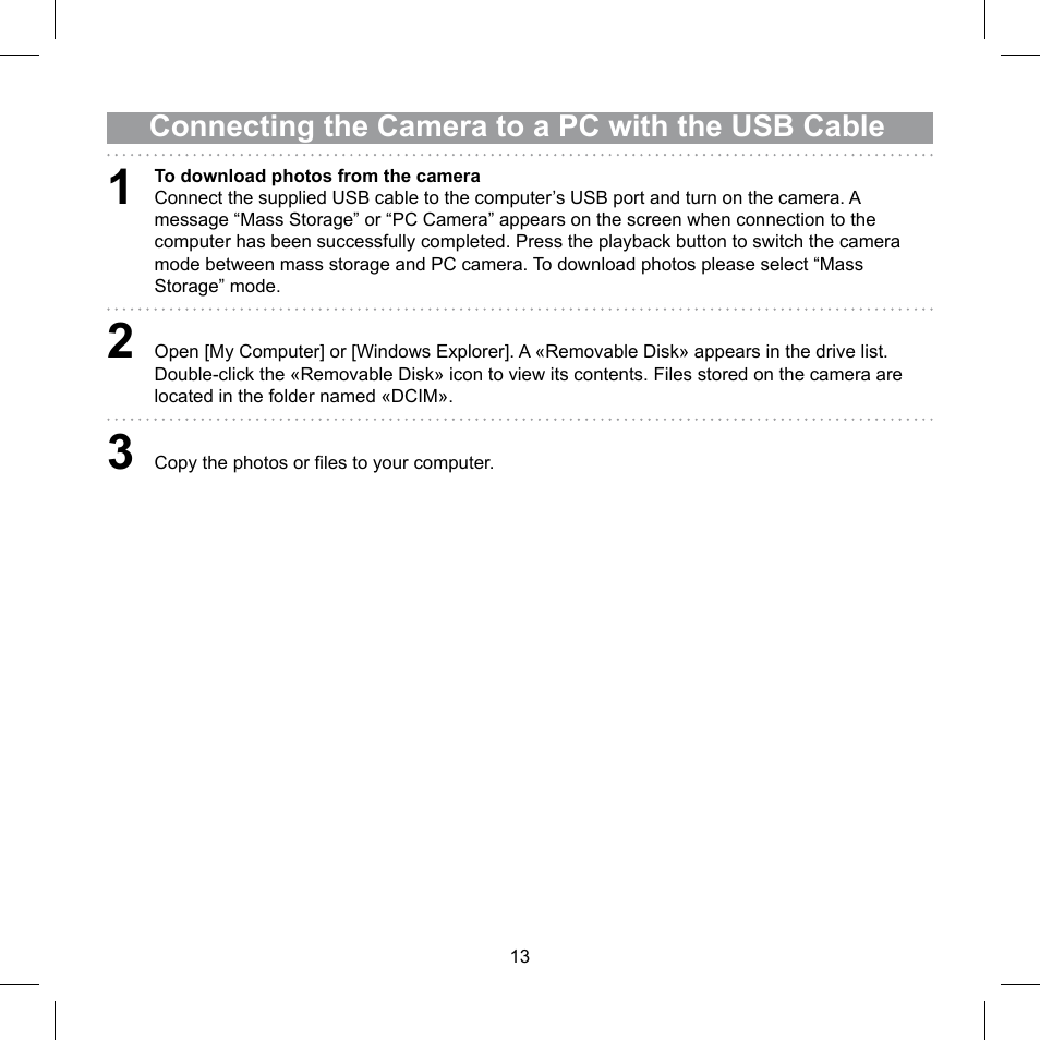 Connecting the camera to a pc with the usb cable | AGFA 510-D User Manual | Page 13 / 15