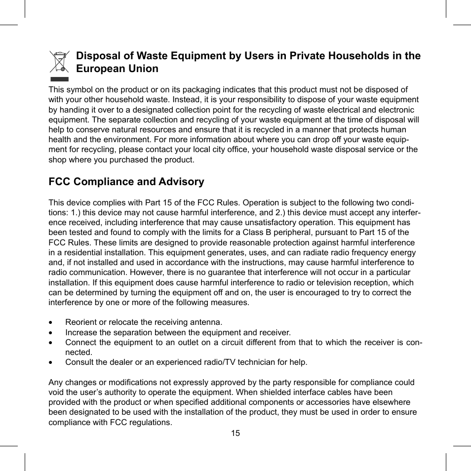 Fcc compliance and advisory | AGFA 510-D User Manual | Page 15 / 15