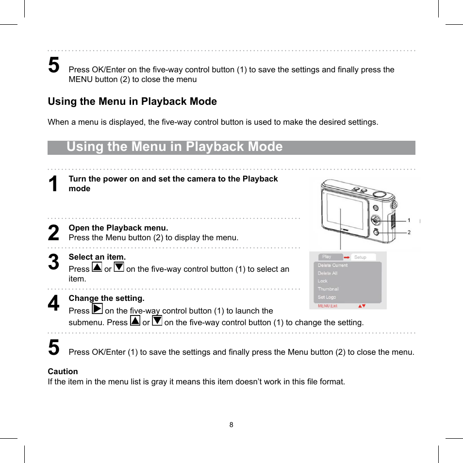 Using the menu in playback mode | AGFA 510-D User Manual | Page 8 / 15