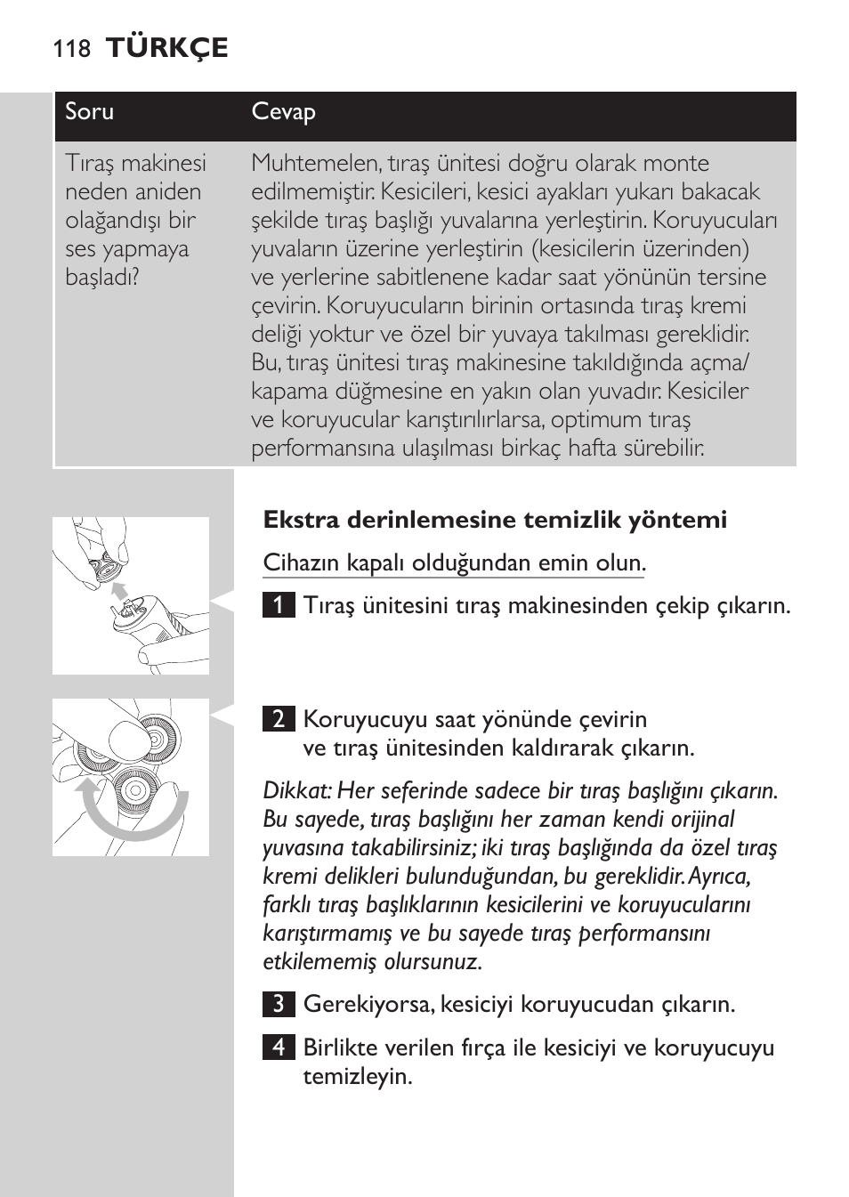 Ekstra derinlemesine temizlik yöntemi | Philips Afeitadora NIVEA FOR MEN User Manual | Page 116 / 118
