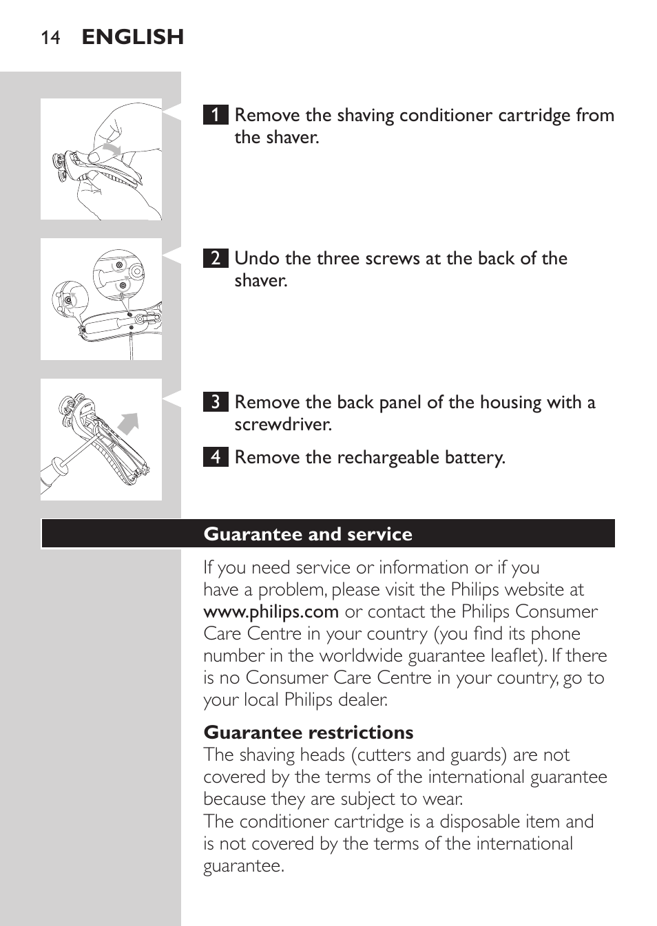 Guarantee restrictions, Guarantee and service | Philips Afeitadora NIVEA FOR MEN User Manual | Page 12 / 118