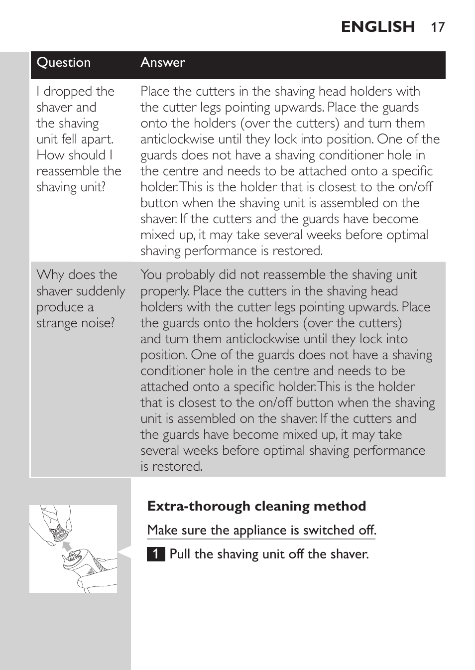 Extra-thorough cleaning method | Philips Afeitadora NIVEA FOR MEN User Manual | Page 15 / 118