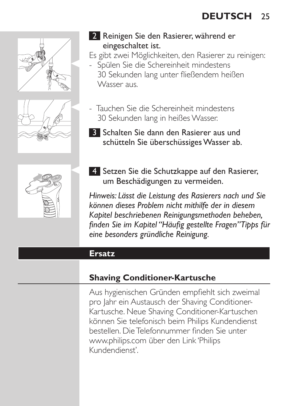 Ersatz, Shaving conditioner-kartusche | Philips Afeitadora NIVEA FOR MEN User Manual | Page 23 / 118
