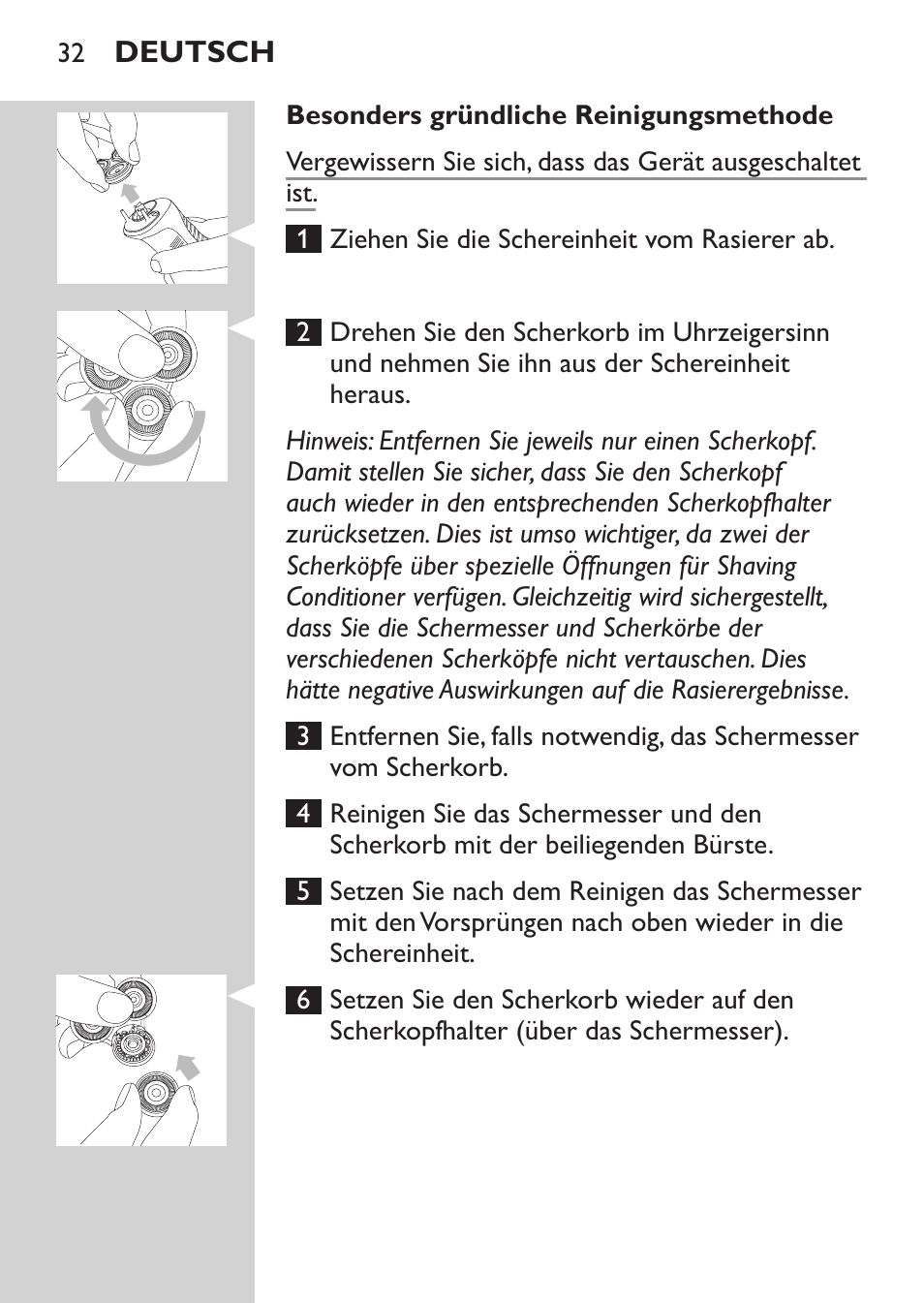 Besonders gründliche reinigungsmethode | Philips Afeitadora NIVEA FOR MEN User Manual | Page 30 / 118