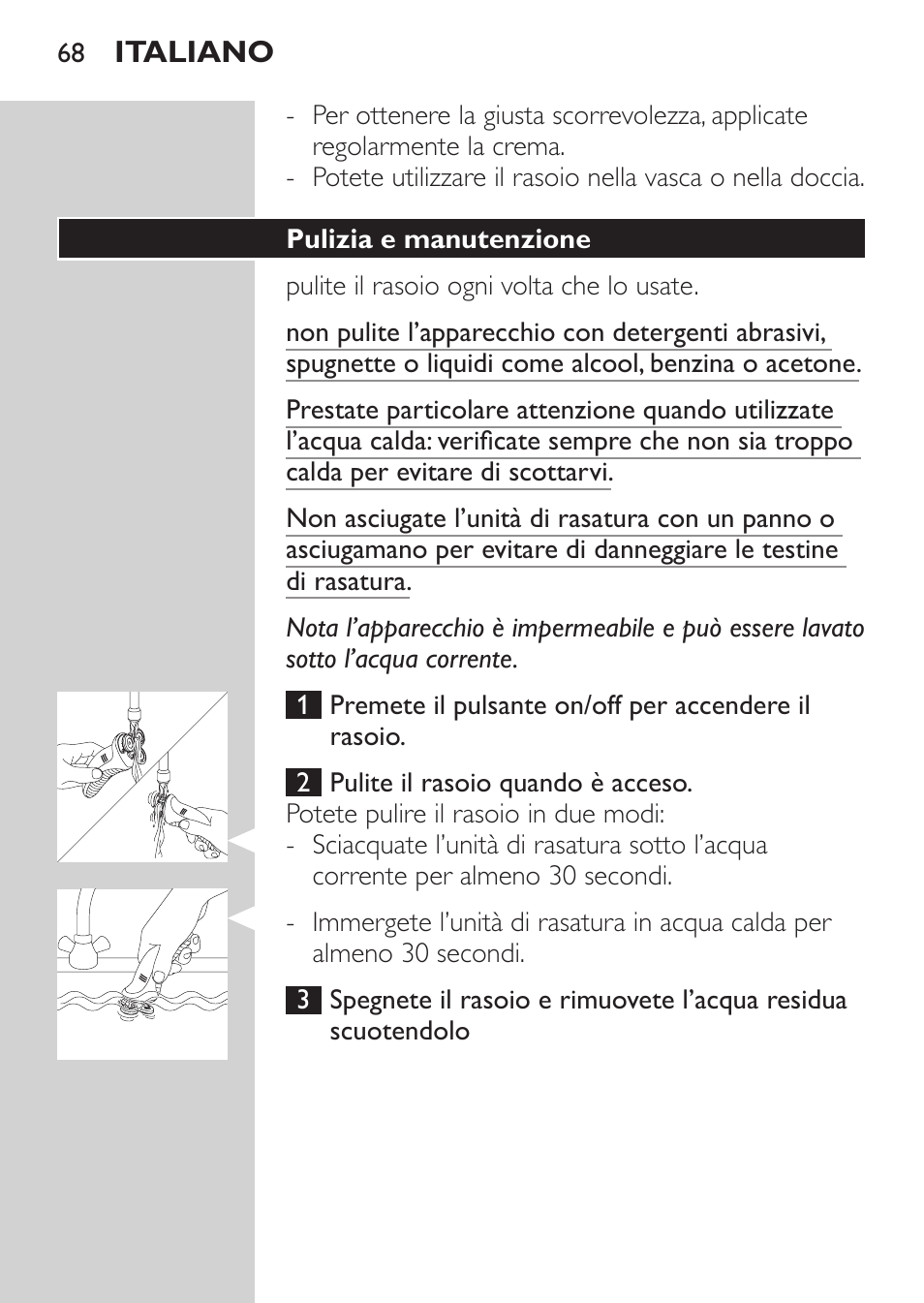 Pulizia e manutenzione | Philips Afeitadora NIVEA FOR MEN User Manual | Page 66 / 118