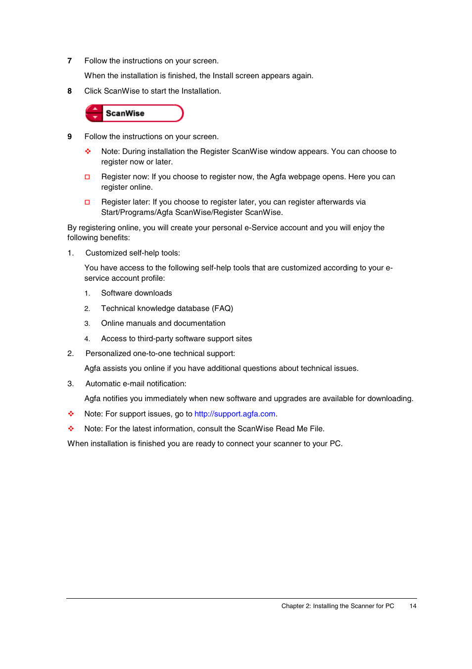 AGFA SNAPSCAN E10 User Manual | Page 14 / 30