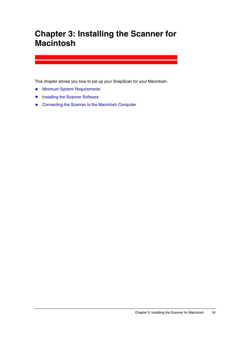 Chapter 3: installing the scanner for macintosh | AGFA SNAPSCAN E10 User Manual | Page 16 / 30