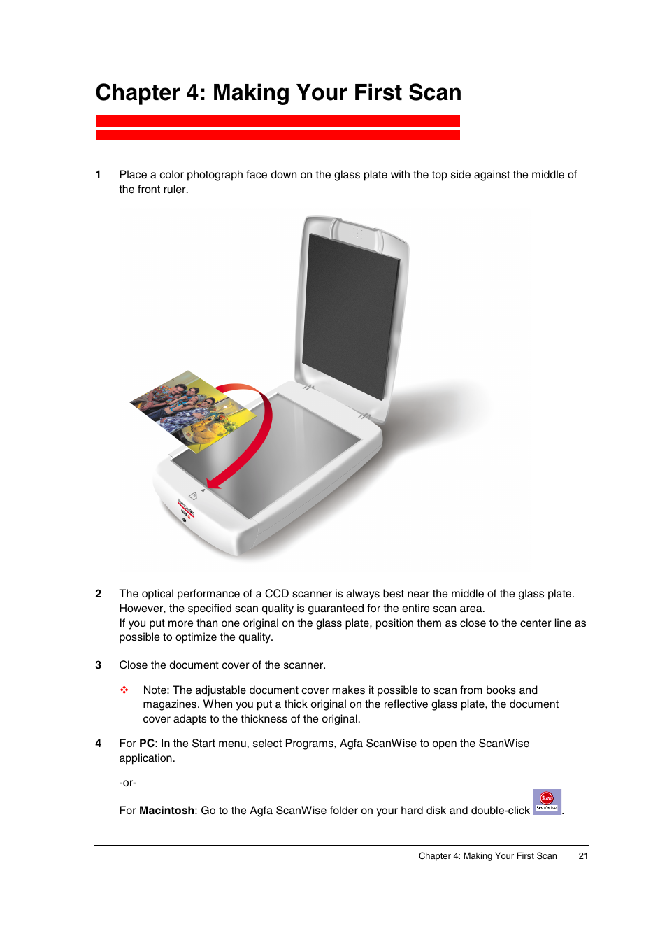 Chapter 4: making your first scan | AGFA SNAPSCAN E10 User Manual | Page 21 / 30