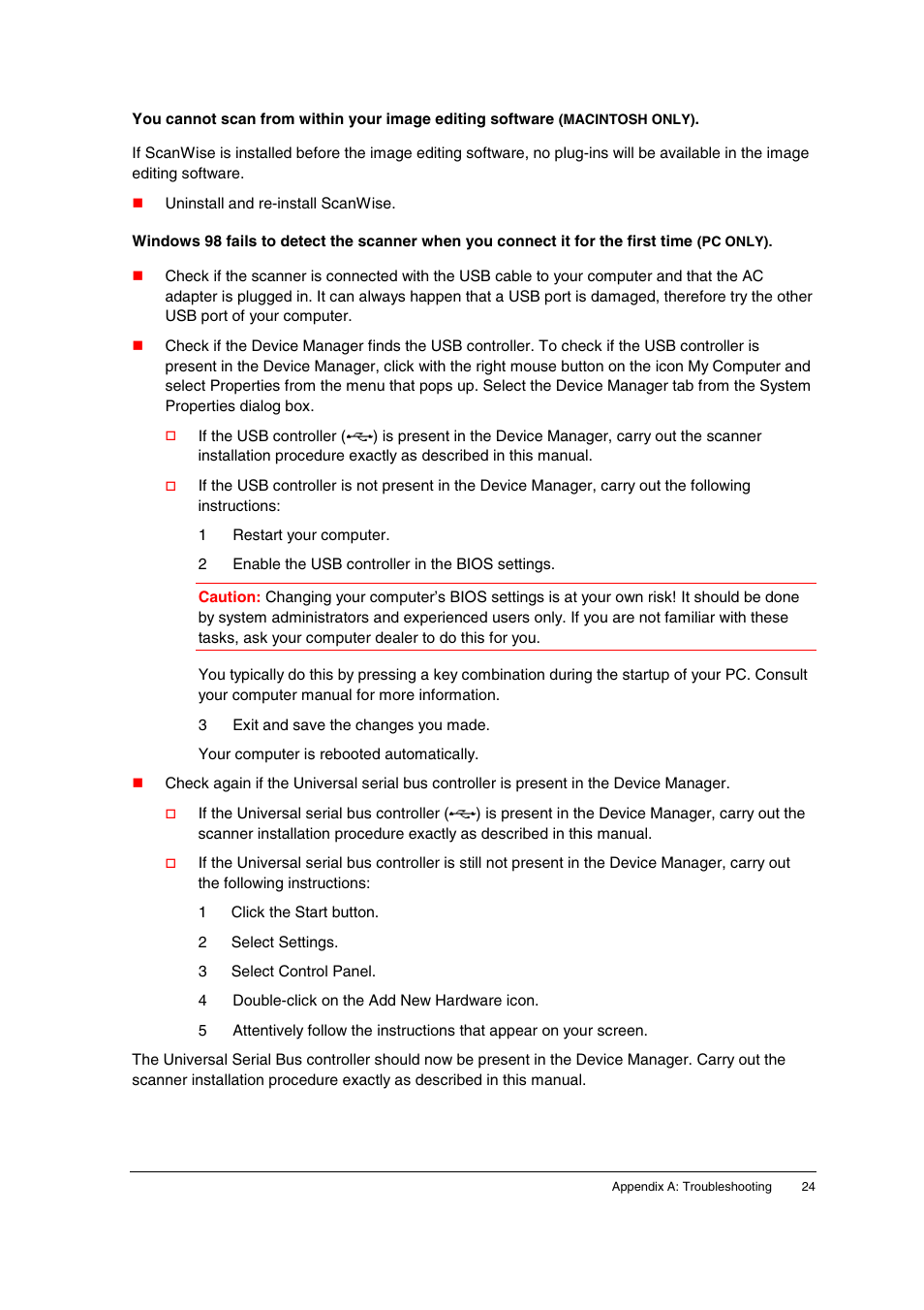 AGFA SNAPSCAN E10 User Manual | Page 24 / 30