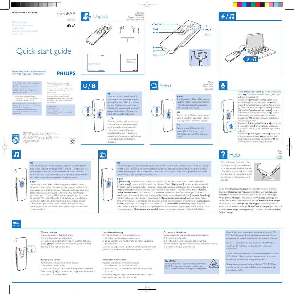 Philips GoGEAR Reproductor de MP3 User Manual | 2 pages