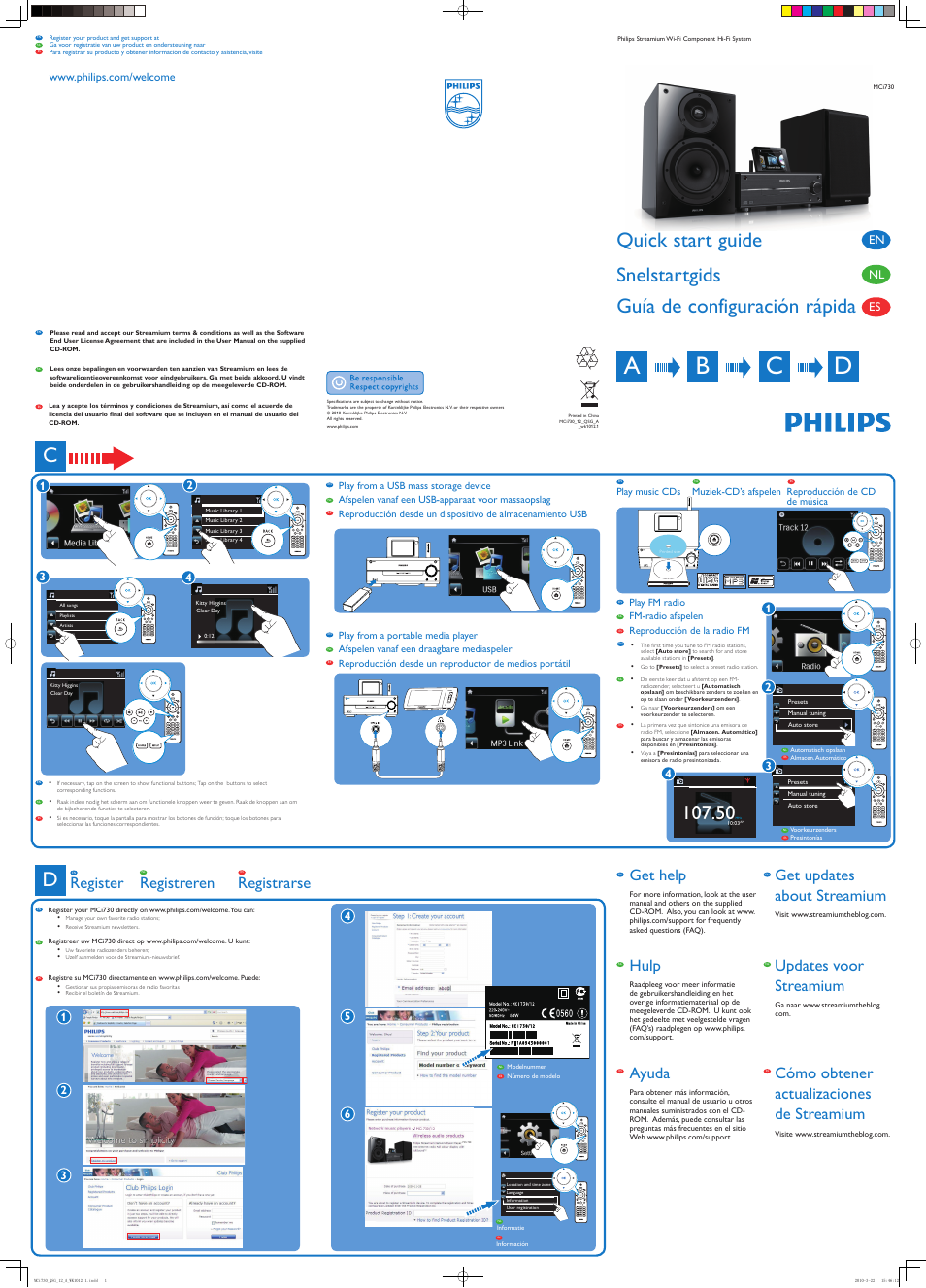 Philips Streamium Sistema Hi-Fi con componentes Wi-Fi User Manual | 2 pages